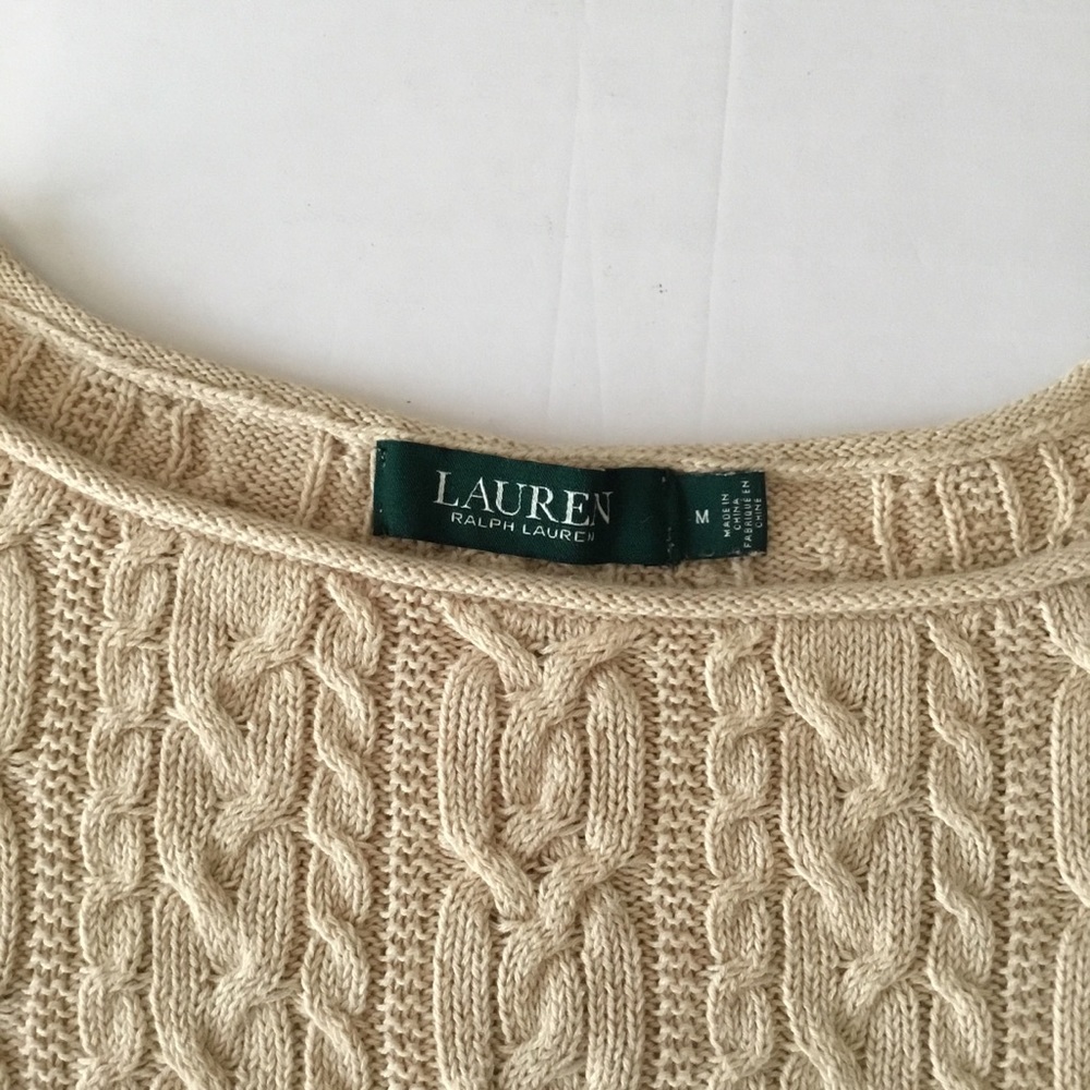 Ralph Lauren Cream Cable Knit Scoop Neck Sweater - Picture 3 of 11